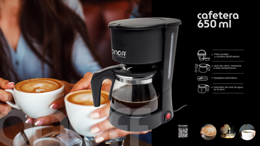 [20148] CAFETERA 650ML NEGRA ONOFF PS(RP1603)